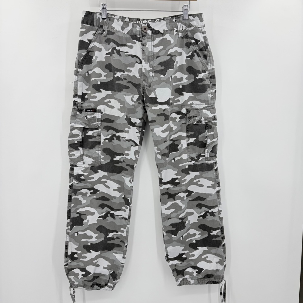 Enyce‎ Mens Camo Cargo Pants Gray White Black Camouflage Sean Combs Co 34x32